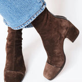 Bottines à talon à bout carré