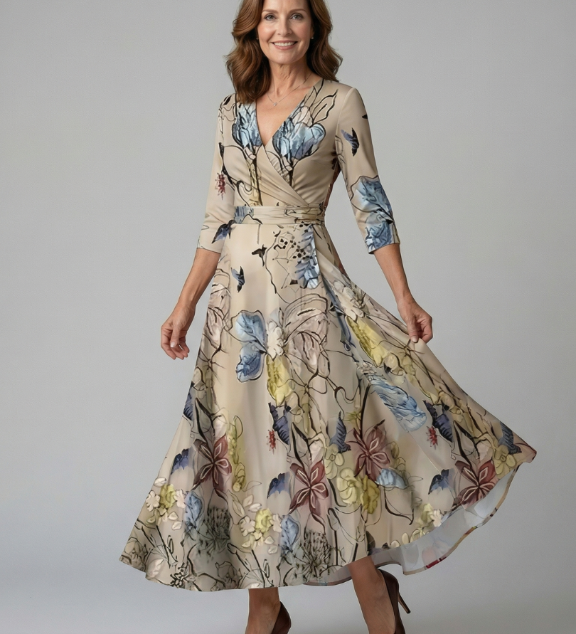 Celine | Robe Midi Croisée à Col