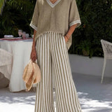 Sienna | Ensemble en lin rayé décontracté en deux pièces