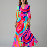 Celine | Robe Midi Croisée à Col