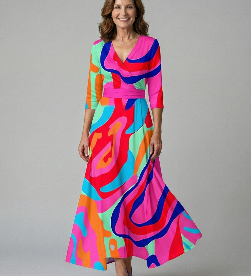 Celine | Robe Midi Croisée à Col