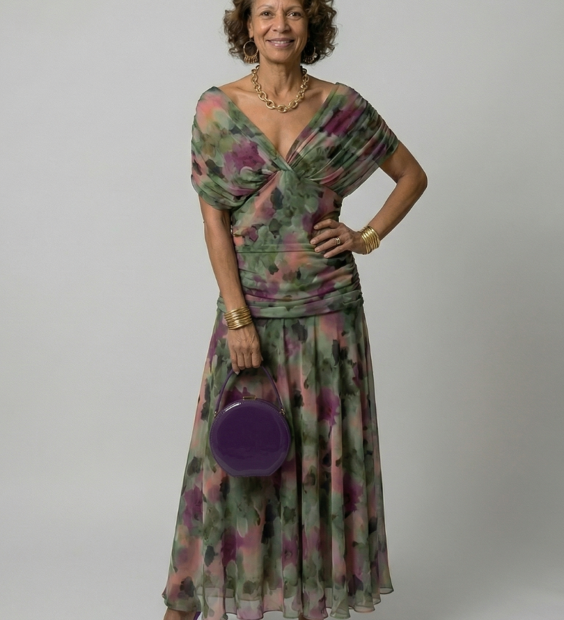 Calen | Robe Midi Décontractée à Épaules Dénudées