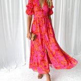 Robe Longue Rose Avec Imprimé Floral