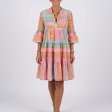 Maelle | Robe à Imprimé Géométrique à Col V, Longueur Genou