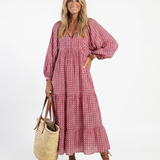 Arlette | Robe Midi à Imprimé Géométrique à Manches Longues