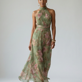 Mirelle | Robe Midi à Encolure Halter Froncée