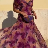 Robe Maxi de Fête Élégante à Col V