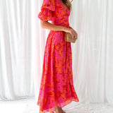 Robe Longue Rose Avec Imprimé Floral