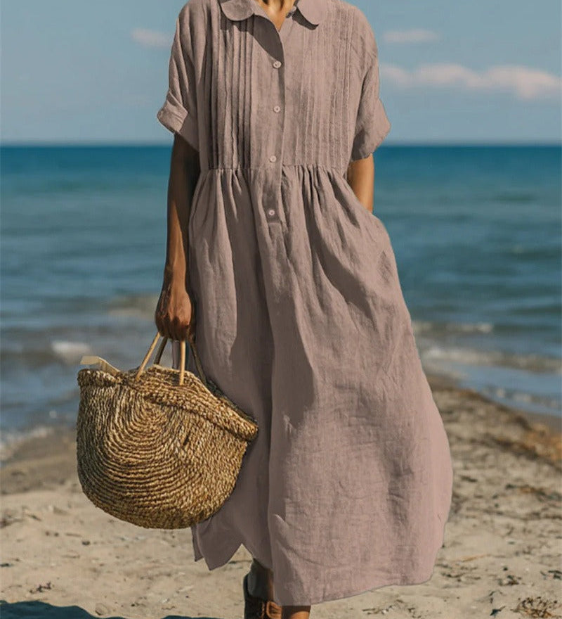 Alice | Robe Chemise en Coton à Boutons