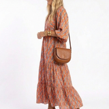 Amara | Robe Midi à Imprimé Géométrique avec Col V