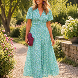 Rosalie | Robe Longue Fleurie à Taille Drapée