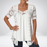 Prudence™ | Blouse blanche avec dentelle et manches courtes