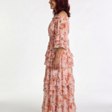 Rosalie | Robe Maxi à Volants Florale Décolleté Bardot
