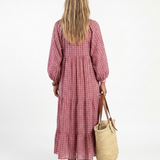 Arlette | Robe Midi à Imprimé Géométrique à Manches Longues