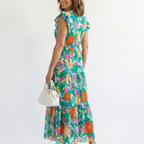 Lila | Robe Midi Évasée à Imprimé Floral