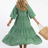 Fiora | Robe Midi à Imprimé Floral avec Décolleté en V