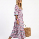 Mireya | Robe midi à manches longues avec imprimé géométrique