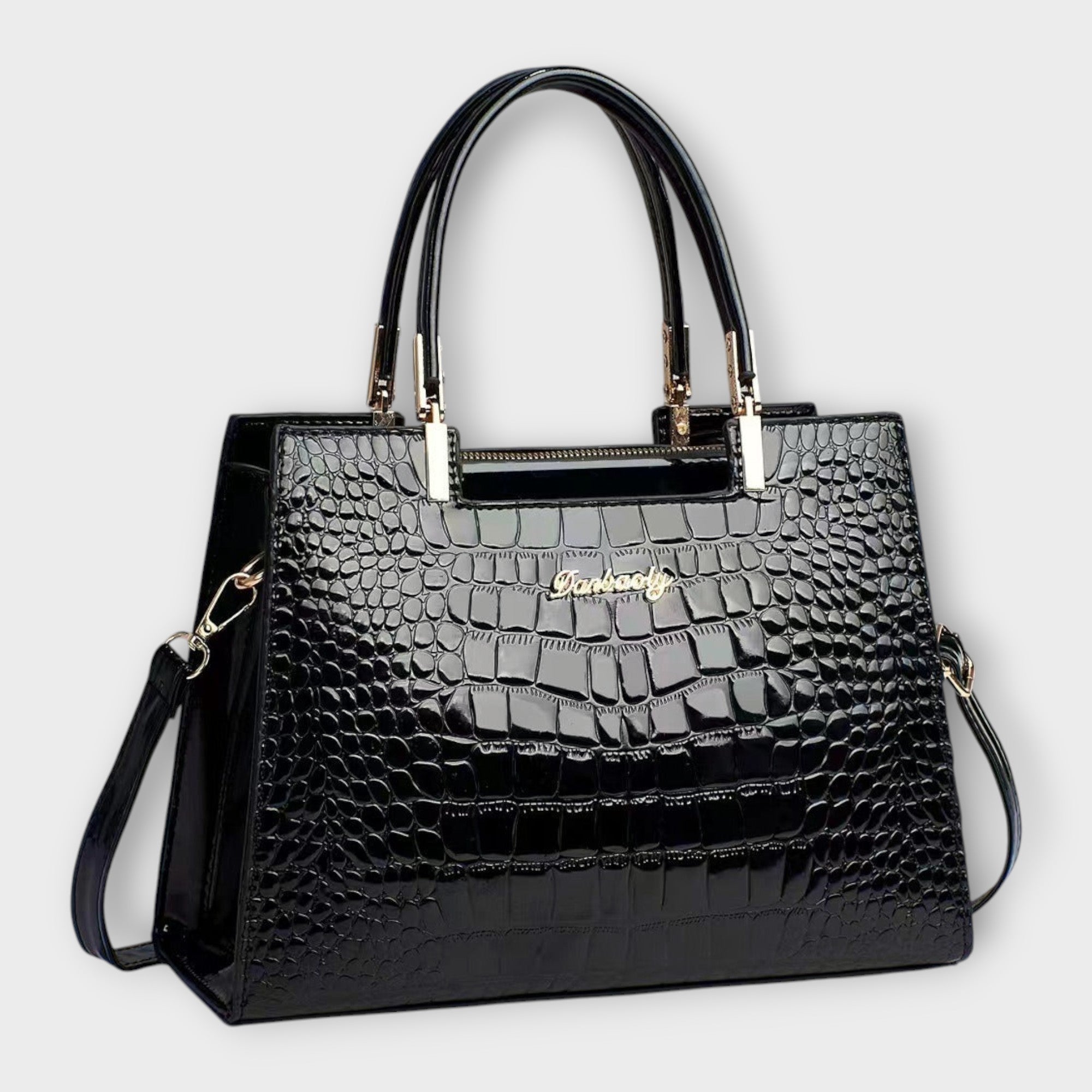 Sac à main en cuir crocodile brillant