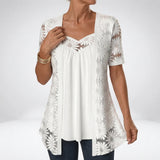 Prudence™ | Blouse blanche avec dentelle et manches courtes
