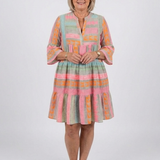 Maelle | Robe à Imprimé Géométrique à Col V, Longueur Genou