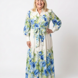 Harper | Robe Maxi à Manches Longues à Fleurs avec Boutonnage Avant