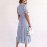 Dakota | Robe midi à manches courtes à rayures