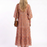 Amara | Robe Midi à Imprimé Géométrique avec Col V