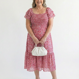 Odette | Robe Midi Florale à Épaules Nues