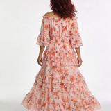 Rosalie | Robe Maxi à Volants Florale Décolleté Bardot