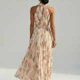 Aurelle | Robe Midi à Col Halter à Fleurs