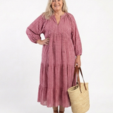 Arlette | Robe Midi à Imprimé Géométrique à Manches Longues