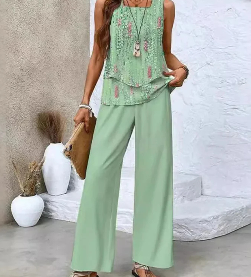 Ovelynra™ | Ensemble Haut Sans Manches et Pantalon Large