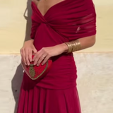 Robe Maxi de Fête Élégante à Col V
