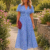 Rosalie | Robe Longue Fleurie à Taille Drapée