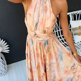 Halter | Robe Maxi avec Imprimé