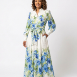 Harper | Robe Maxi à Manches Longues à Fleurs avec Boutonnage Avant