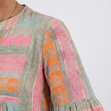 Maelle | Robe à Imprimé Géométrique à Col V, Longueur Genou