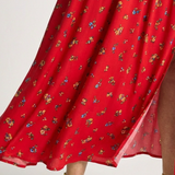 Delphine | Robe Midi à Manches Bouffantes et Décolleté Carré à Fleurs