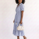 Dakota | Robe midi à manches courtes à rayures