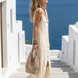 Marune | Robe maxi à manches sans manches et bouton sur le devant