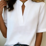 Margaux | Blouse Chic à Col en V et Détail Doré