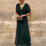 Robe Maxi de Fête Élégante à Col V