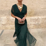 Robe Maxi de Fête Élégante à Col V