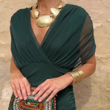Robe Maxi de Fête Élégante à Col V