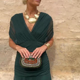 Robe Maxi de Fête Élégante à Col V