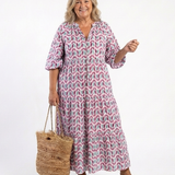 Mireya | Robe midi à manches longues avec imprimé géométrique