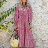Arlette | Robe Midi à Imprimé Géométrique à Manches Longues