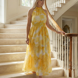 Sylin | Robe Midi à Encolure Halter Froncée
