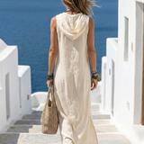 Marune | Robe maxi à manches sans manches et bouton sur le devant