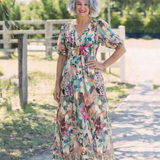 Eulalie | Robe midi à manches courtes et taille froncée en V